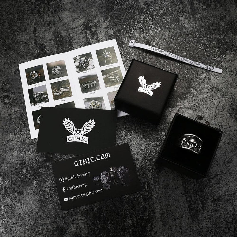 Five Skulls Stainless Steel Ring