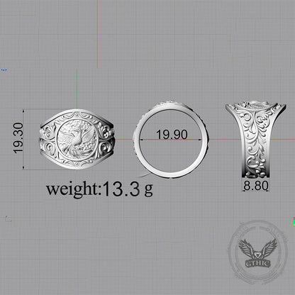 Scrolls Phoenix Sterling Silver Ring