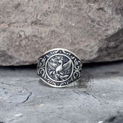 Scrolls Phoenix Sterling Silver Ring