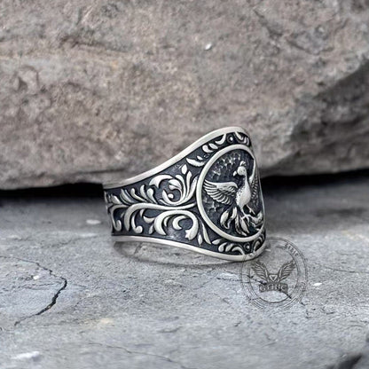 Scrolls Phoenix Sterling Silver Ring