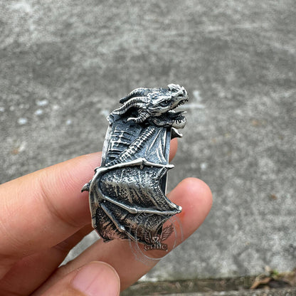 Flying Dragon Sterling Silver Animal Spinner Ring