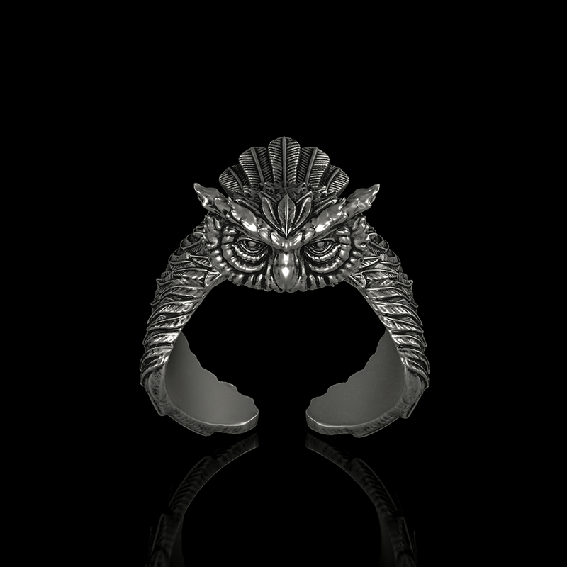 Flying Owl Sterling Silver Ring