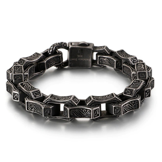 Engraving Square Bracelet / Stainless Steel Cuff Chain / Punk Bangle Jewelry