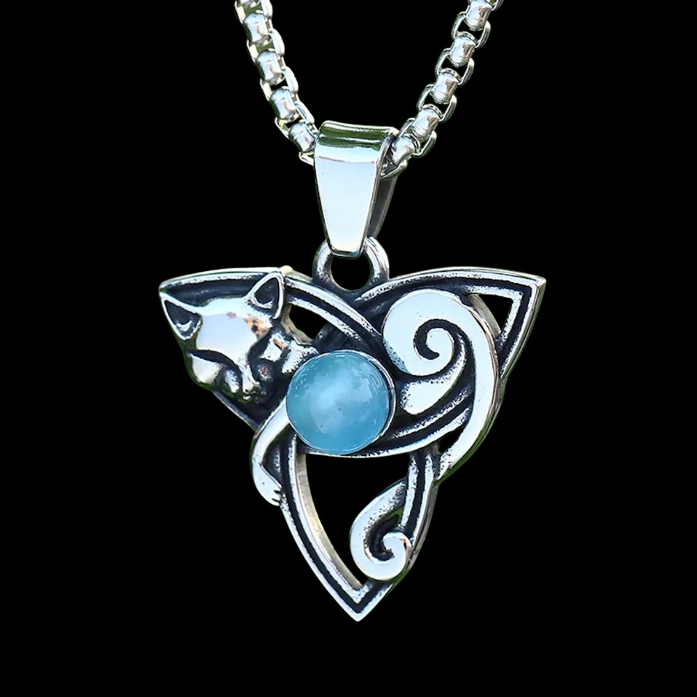 Fox Celtic Knot Gem Pendant