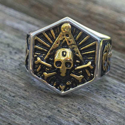 Freemason Light Sterling Silver Masonic Skull Ring