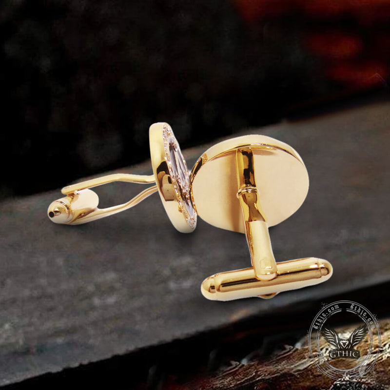 Freemasonry Symbol Diamond-inlaid Brass Masonic Cufflinks