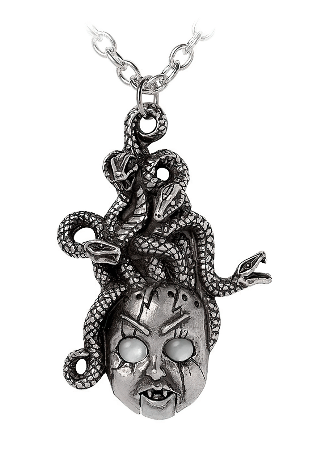 Frightening Doll's Head Pendant With Serpent Hair