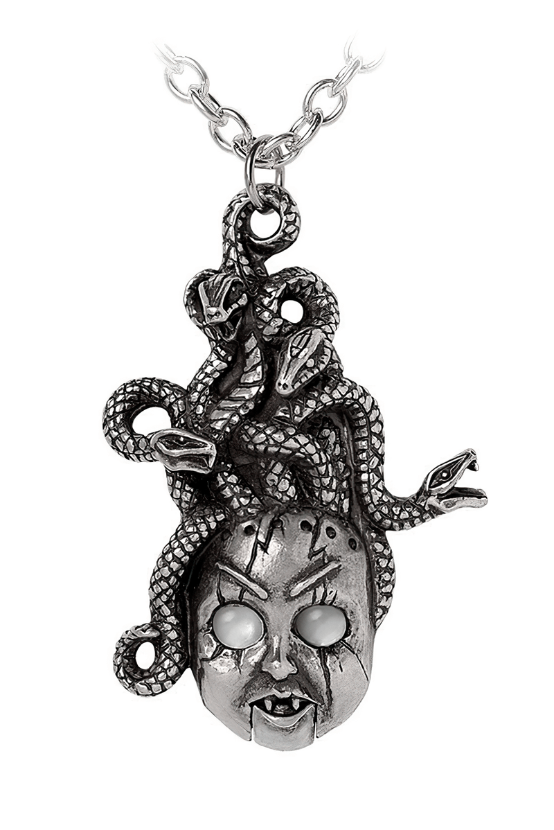 Frightening Doll's Head Pendant With Serpent Hair