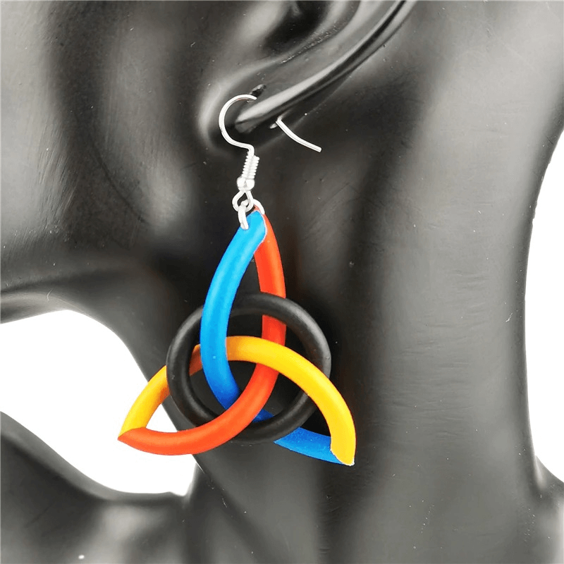 Geometric Drop Female Earrings / Multicolor Rubber Earrings / Handmade Accessories
