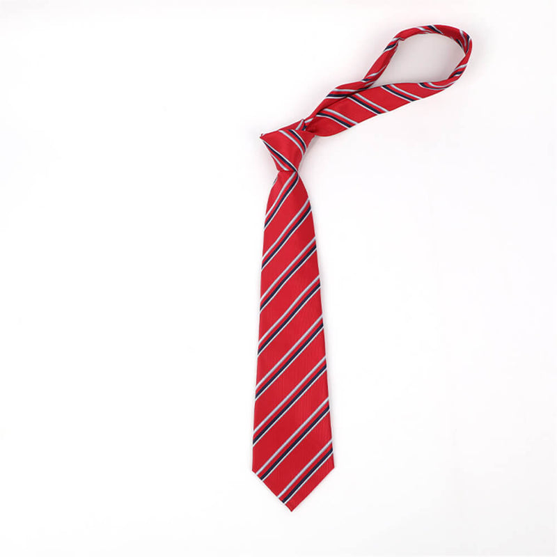 Geometric Check Striped Polyester Tie