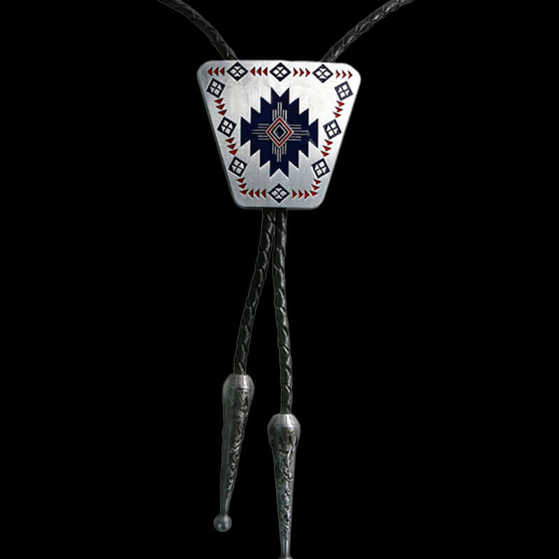 Geometric Patterns Alloy Rodeo Bolo Tie