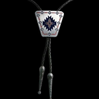 Geometric Patterns Alloy Rodeo Bolo Tie