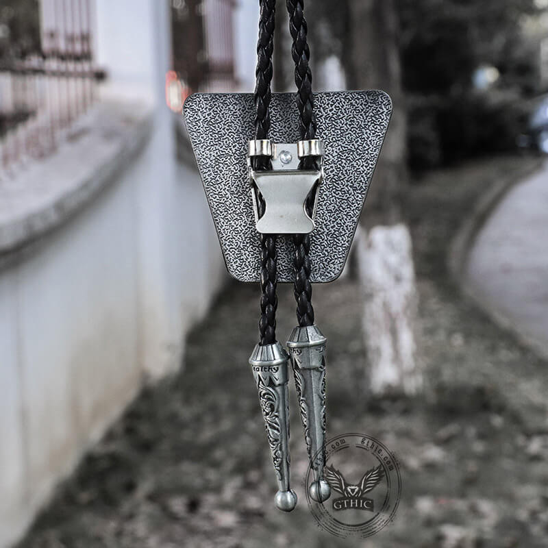 Geometric Patterns Alloy Rodeo Bolo Tie