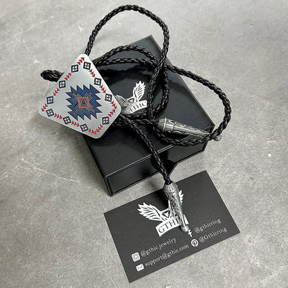Geometric Patterns Alloy Rodeo Bolo Tie