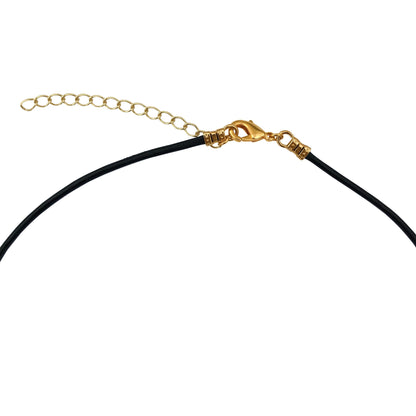 Dragonweave Paw Circle Charm Necklace and Earring Set, Gold Plated Black Leather Choker and Leverback Earrings