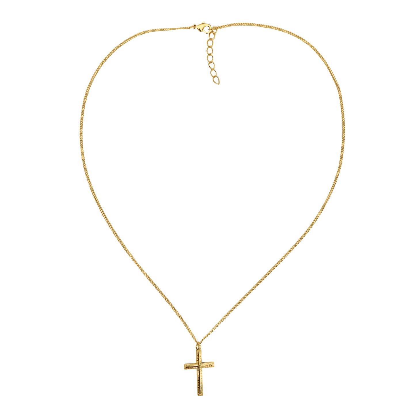 14k Gold-filled Flat Cross Pendant Necklace, 18" Chain With 1 1/4" Extender