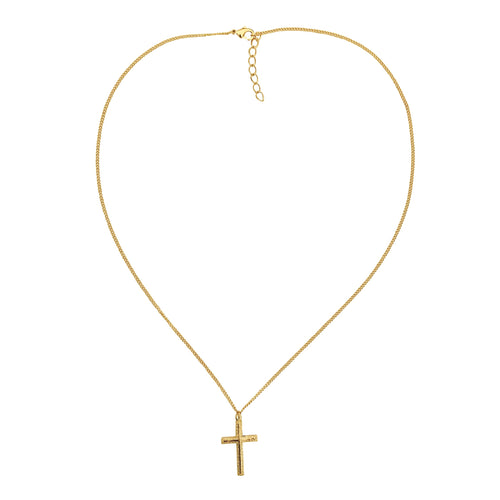 14k Gold-filled Flat Cross Pendant Necklace, 18" Chain With 1 1/4" Extender