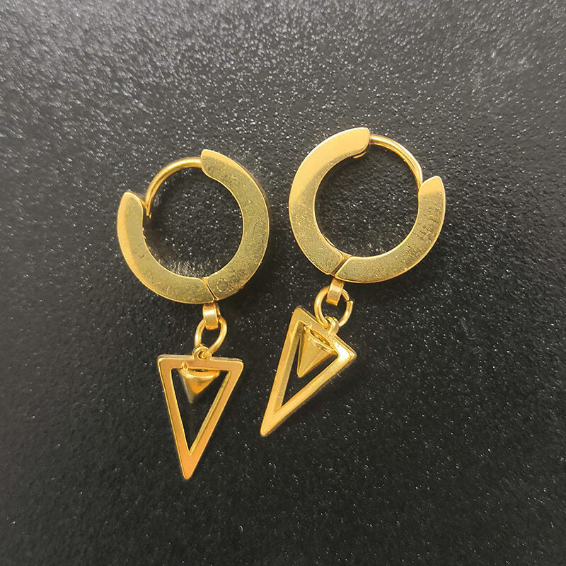 Gold Cross Stainless Steel Hoop Earrings