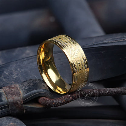 Gold Plated Ag Masonic Stainless Steel Band Ring