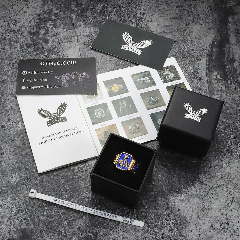 Gold Plated Freemason Stainless Steel Masonic Ring