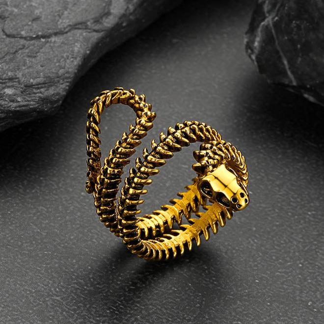 Gothic Snake Skull Bone Ring for