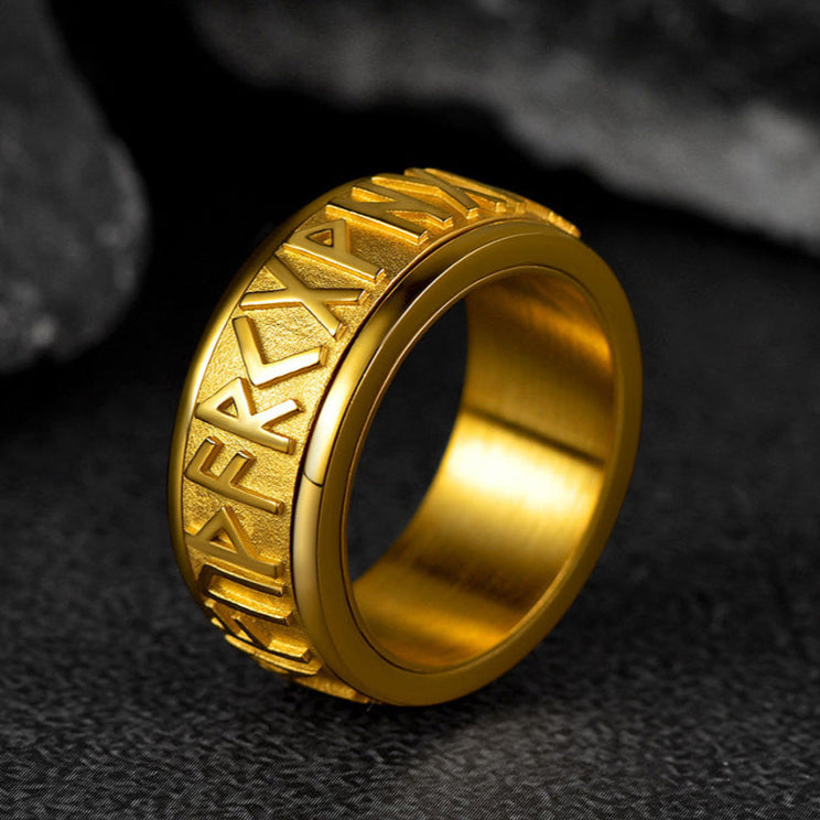 Norse Viking Rune Fidget Anxiety Band Ring for