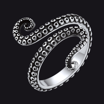 925 Sterling Silver Gothic Animal Octopus Ring for