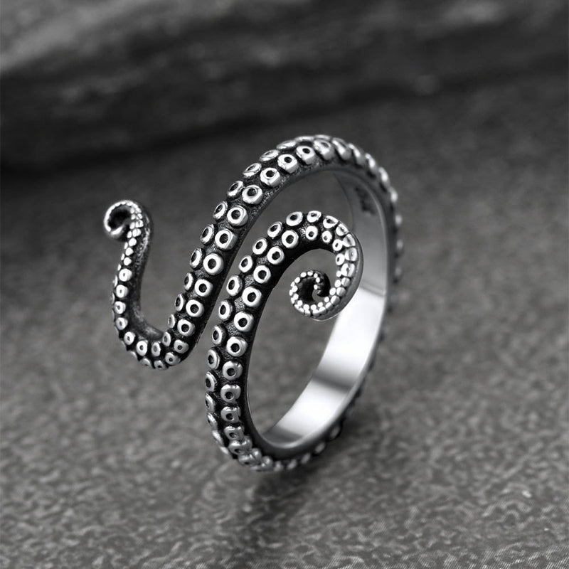 925 Sterling Silver Gothic Animal Octopus Ring for