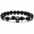 Gothic Beads Stones Bracelet With Skull Head / Rock Style Jewelry