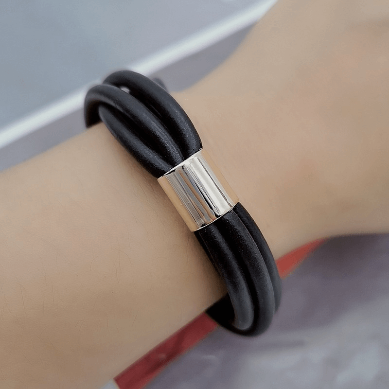 Gothic Black Rubber Bangles for / Female Charm Bracelets