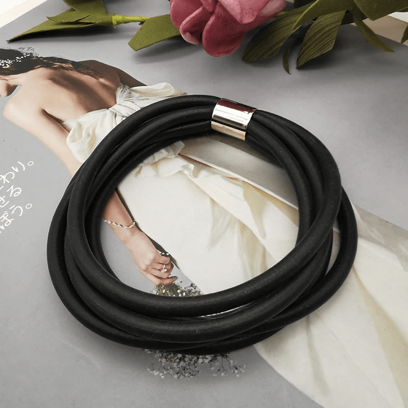 Gothic Black Rubber Bangles for / Female Charm Bracelets