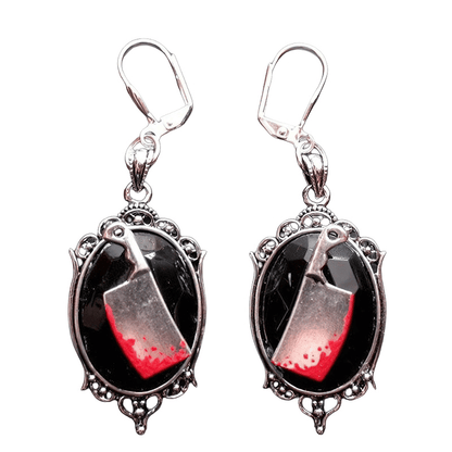 Gothic Bloody Meat Cleaver Earrings / Jewelry With Big Stone
