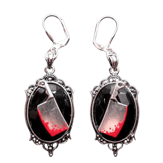 Gothic Bloody Meat Cleaver Earrings / Jewelry With Big Stone