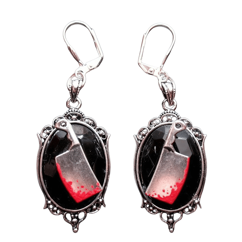 Gothic Bloody Meat Cleaver Earrings / Jewelry With Big Stone