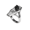 Gothic Coffin and Rose Pewter Ring With 'rip' Engraving