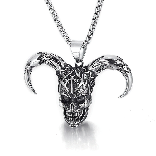 Gothic Pendant of Horned Clown / Rock Style Necklace / Alternative