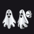 Halloween Silver Ghost Stud Earrings for