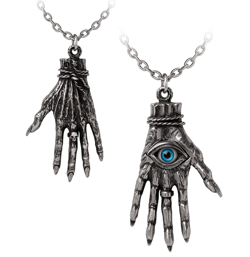 Gothic Hand of Glory Pendant With Eye and Skull Detail