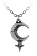 Gothic Lilith Crescent Moon Pendant With Cross