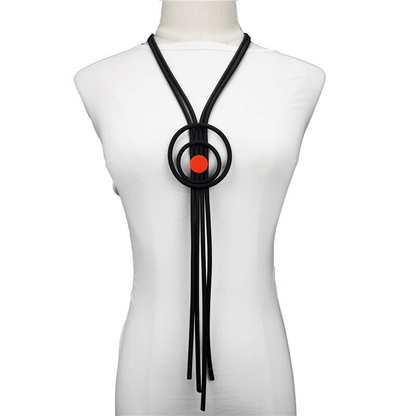 Gothic Long Tassel Necklace for / Handmade Wood Rubber Accessories