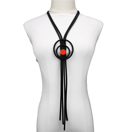 Gothic Long Tassel Necklace for / Handmade Wood Rubber Accessories