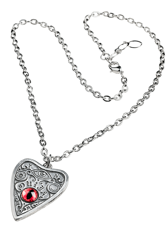 Gothic Ouija Planchette Pendant With Red Eye Gem