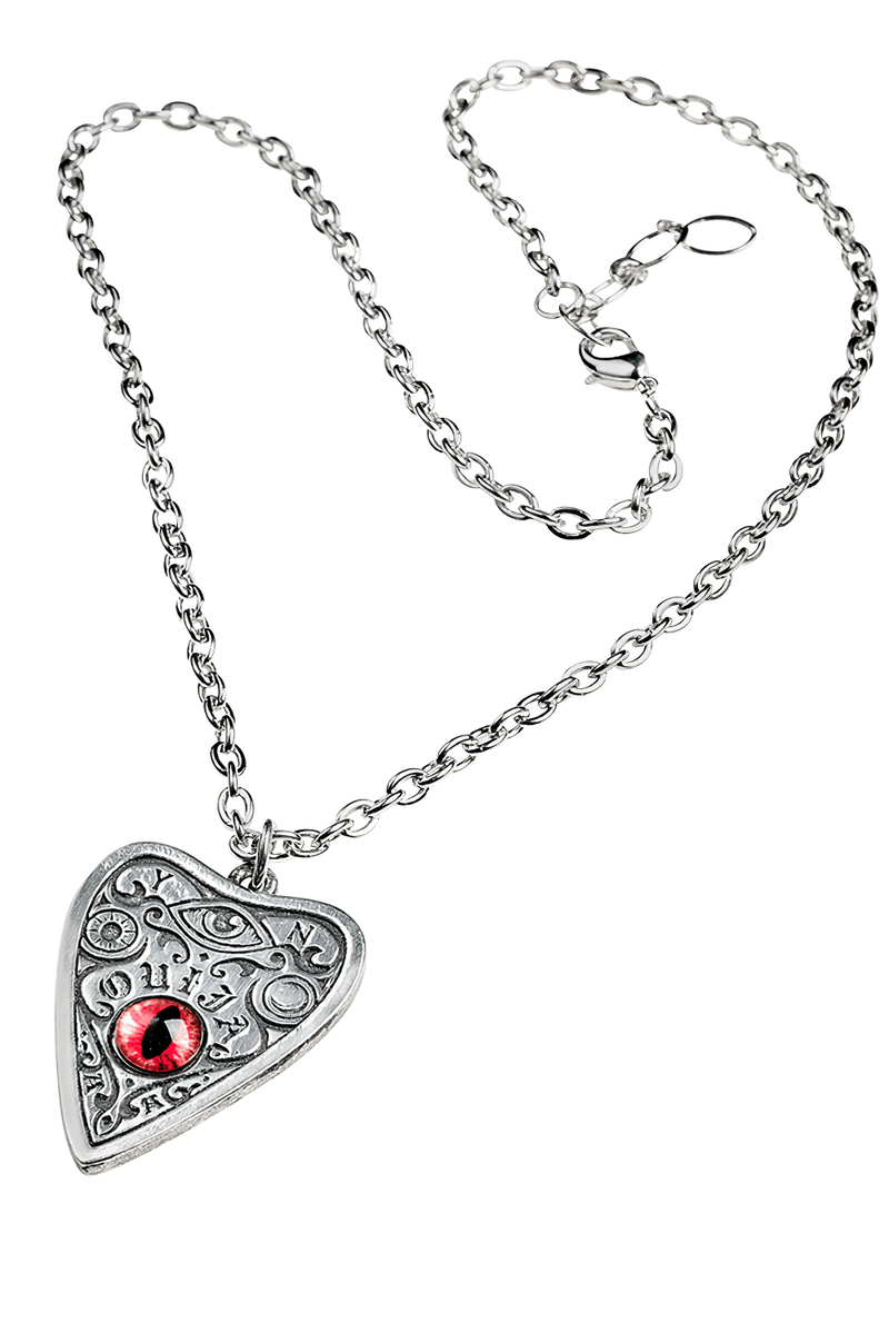 Gothic Ouija Planchette Pendant With Red Eye Gem