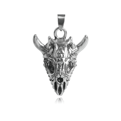Gothic Pendant in the Form Sheep Skull / Tantrism Star of David / Punk Stainless Steel Biker Jewelry