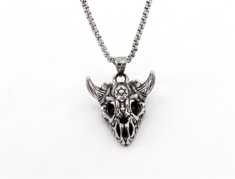 Gothic Pendant in the Form Sheep Skull / Tantrism Star of David / Punk Stainless Steel Biker Jewelry