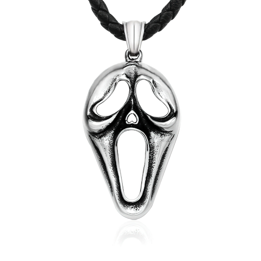 Gothic Pendant of Scream Face / Necklace of Stainless Steel / Rock Style Jewelry