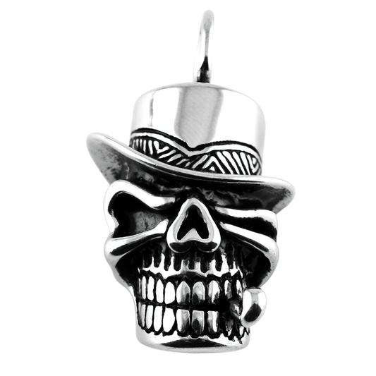 Rock Style Stainless Pendant of Denim Skull in a Hat / Gothic Jewelry