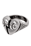 Gothic Pewter Broken Heart and Mystical Sigil Ring