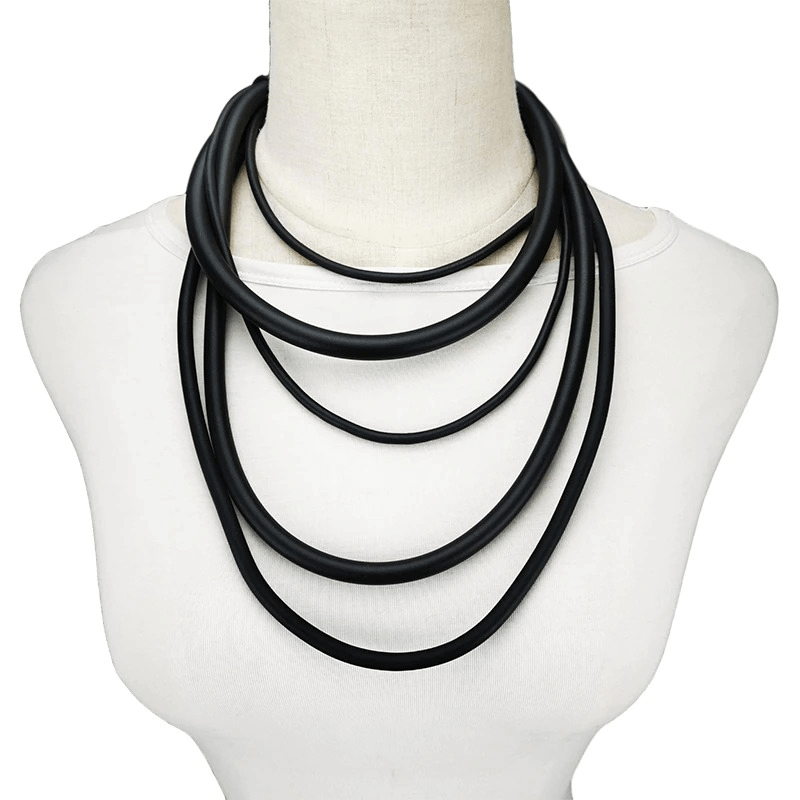 Gothic Punk Black Rubber Necklace / Handmade Designer Accessories for