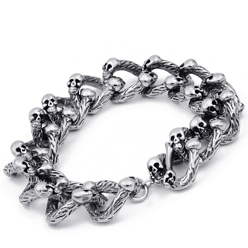 Gothic Punk Style Skull Bracelet / Domineering Double-row Bracelet for and